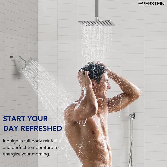 Ceiling Mount 12" High-Pressure Rainfall Shower Faucet, Dual Rainfall Shower - Image 6