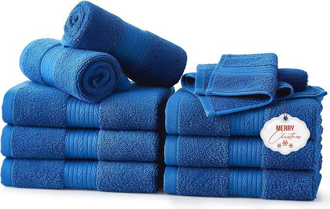 Ample Decor Wash Cloths Set of 10 12 X 12 Inch 100% Cotton 600 GSM, Soft by AmpleDecor