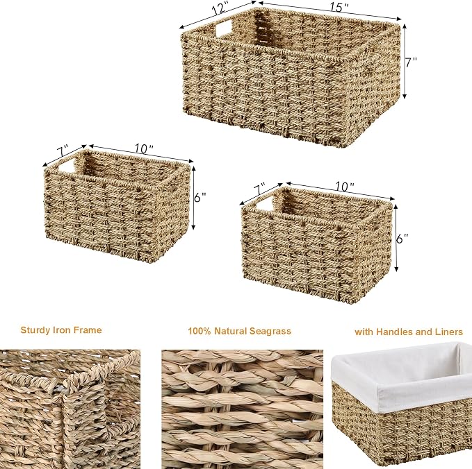 Vagusicc Wicker Basket, Seagrass Wicker Storage Basket - Image 6