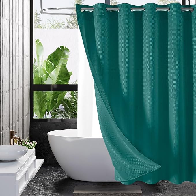 MitoVilla No Hooks Needed Extra Long Shower Curtain Liner Set by MitoVilla