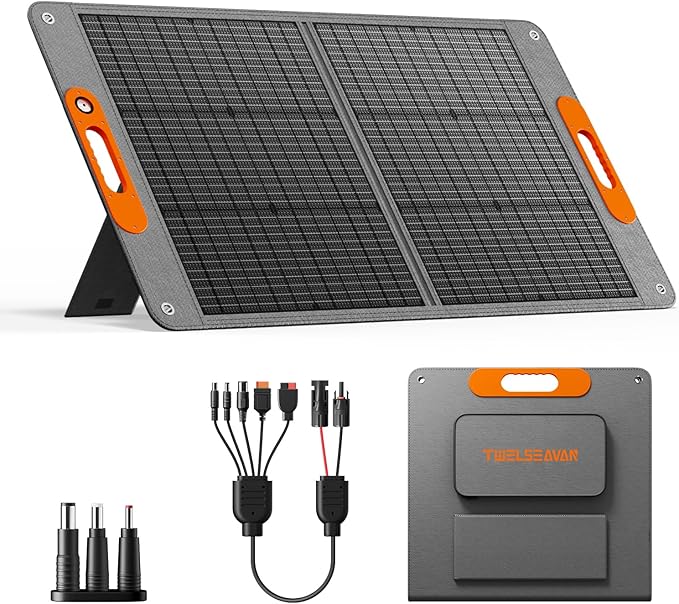 100W Portable Solar Panel for Power Station, 24% High Efficiency ETFE Foldable by TWELSEAVAN