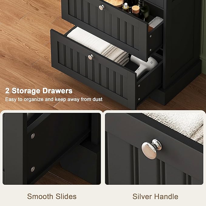 Treocho Bathroom Floor Cabinet, Freestanding Kitchen Pantry Cupboard - Image 4