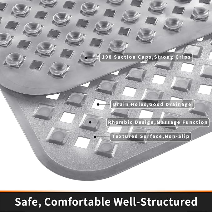 Yimobra Non Slip Bath Mat, Super Strong Suction Cups, 34.5"x15.5"Long Tub Mat - Image 8