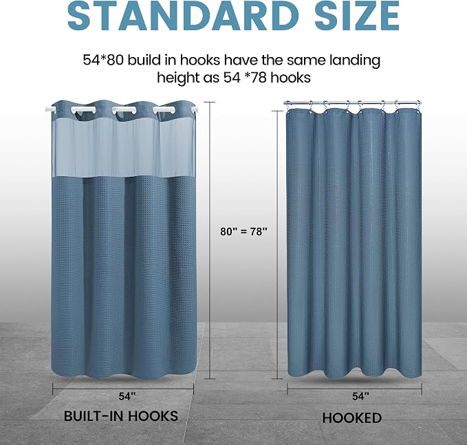 Moonlight Blue Stall No Hook Shower Curtain - Image 7