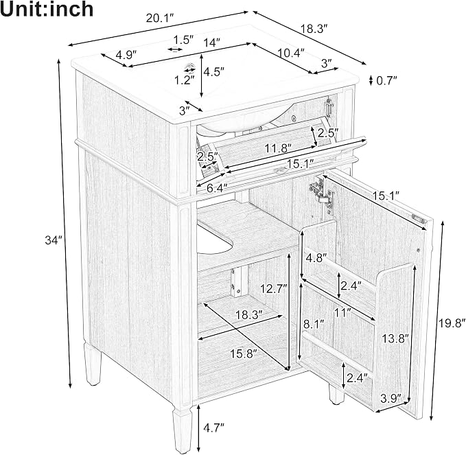 Linique 20" Bathroom Vanity - Image 2
