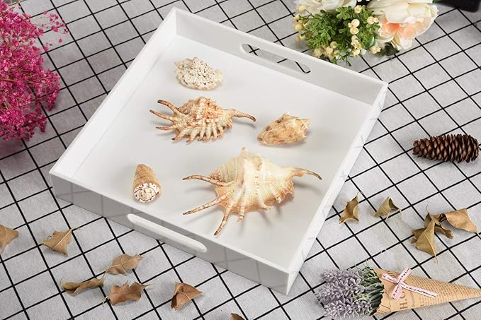 Glossy White Sturdy Acrylic Serving Tray - Image 5