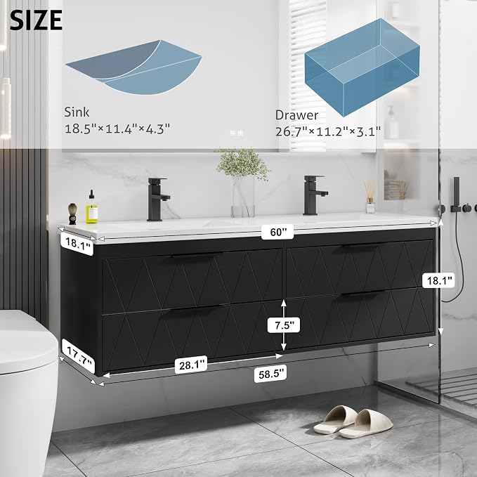 eclife 60" Bathroom Vanities Cabinet - Image 6