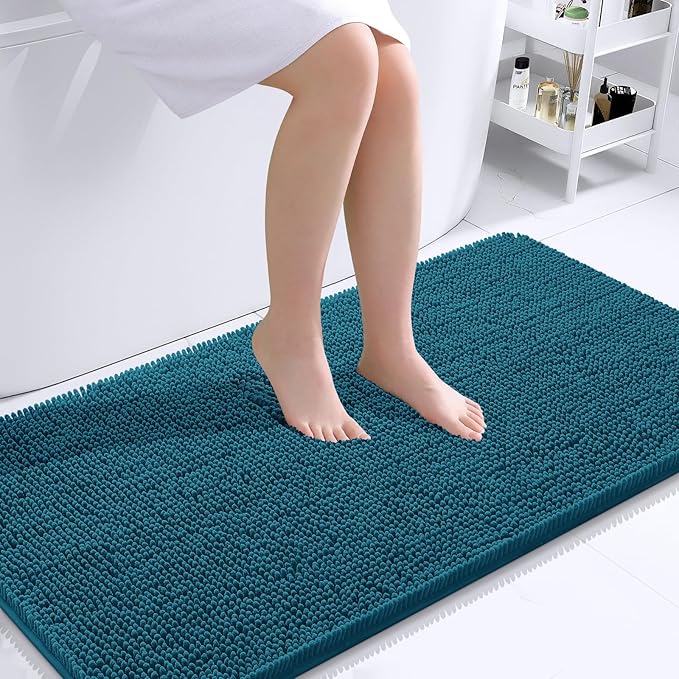 OLANLY Bathroom Rugs 44x24, Extra Soft Absorbent Chenille Bath Rugs, Rubber by OLANLY