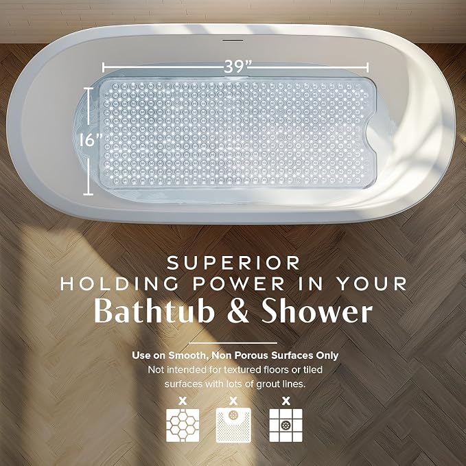 SlipX Solutions Power Grip Bathtub Safety Mat | Precision Grip Technology - Image 3