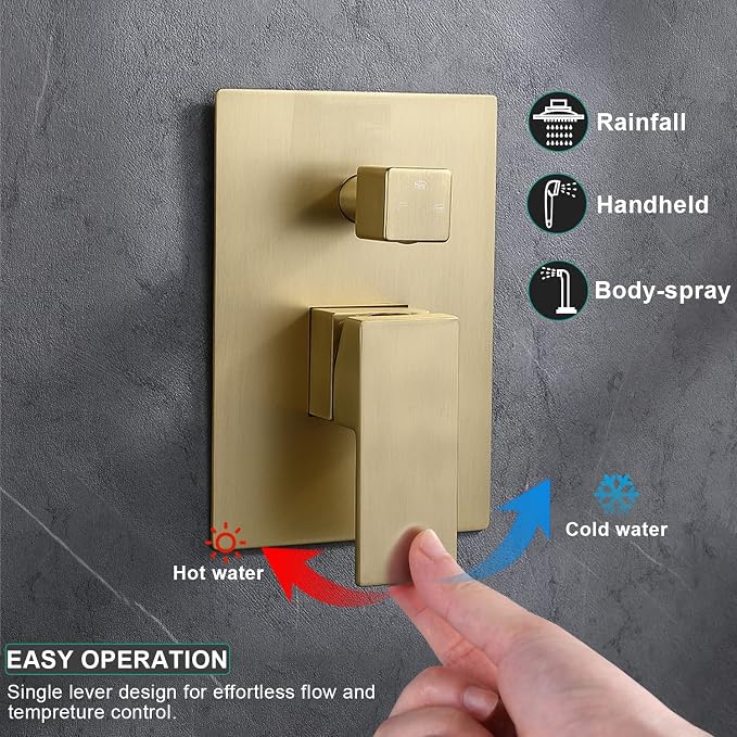 Rain Shower System, 16 Inch Ceiling Mounted Shower Faucet, Shower Combo Set - Image 4