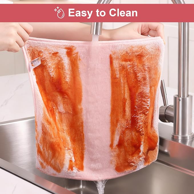 JOYMOOP Microfiber Cleaning Cloths, 11.8" x 11.8" Pink Reusable Kitchen Towels - Image 6