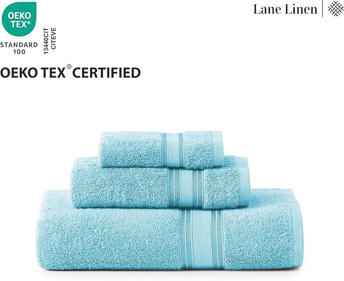 LANE LINEN Luxury 18-Piece Solid Cotton Bathroom Towel Set - Image 8