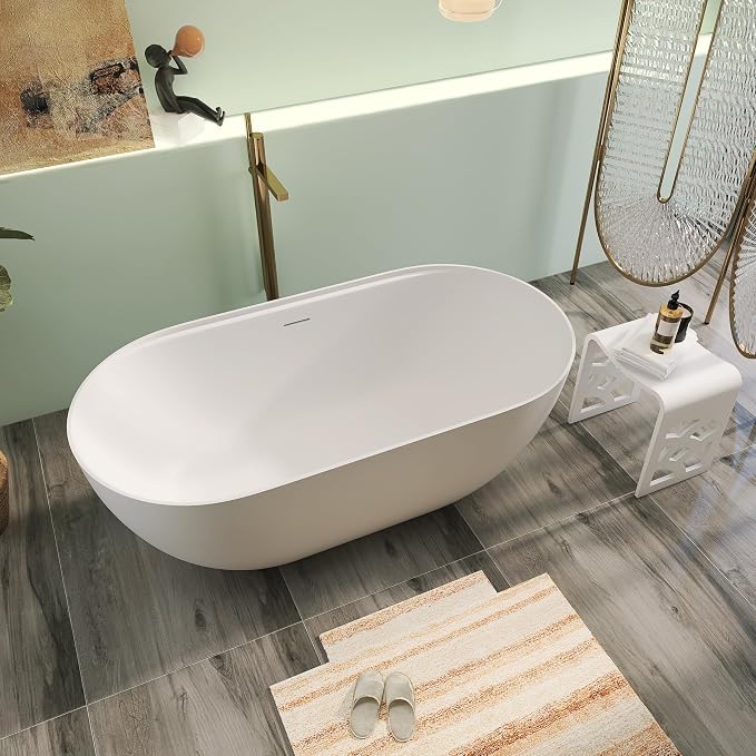 59" Premium Solid Surface Freestanding Bathtub - Image 2