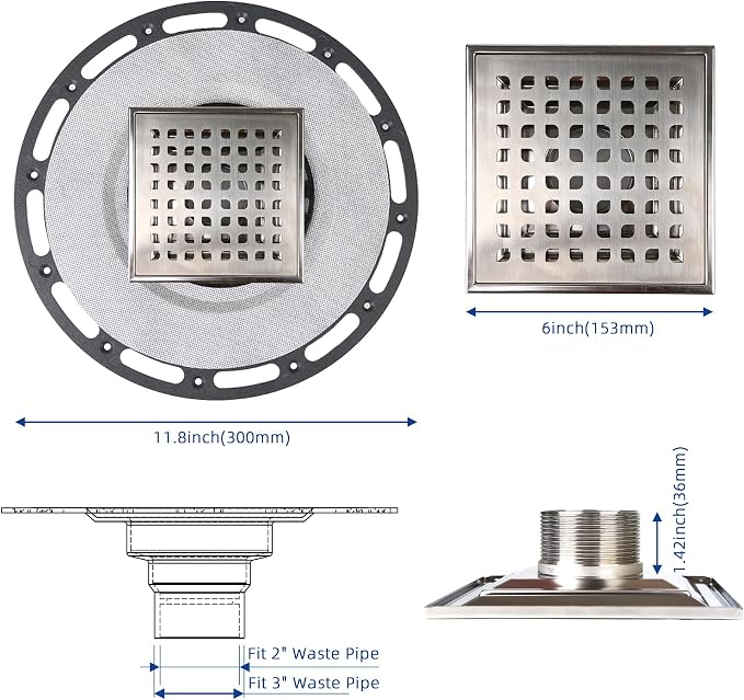 6-Inch Square Shower Drain - Image 3