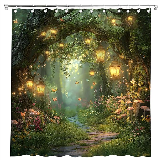 Fantasy Forest Path Shower Curtain Fairy Magical Enchanted Misty Jungle - Image 2