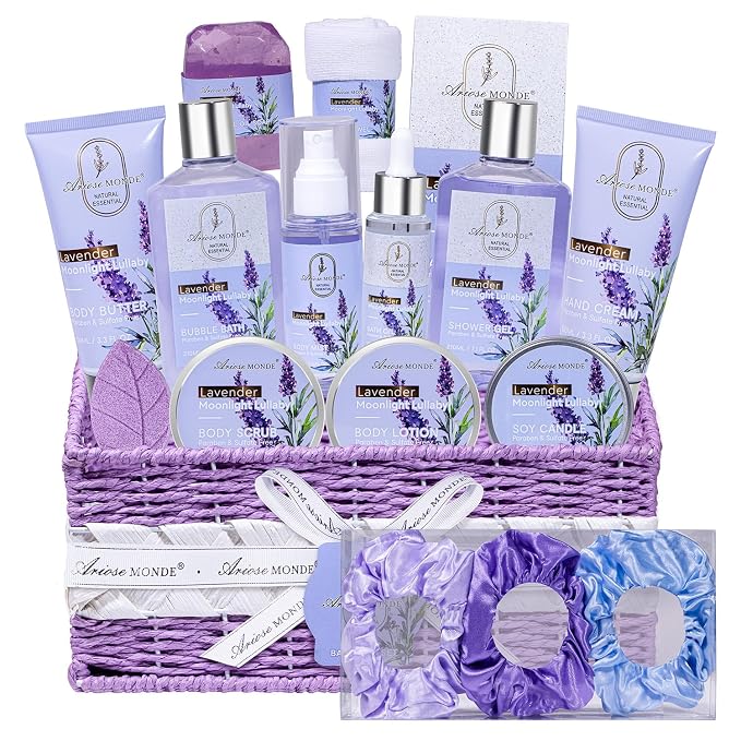 Spa Gifts for Women Bath and Body Lavender Gift Set, Spa Gift Basket for Self by Ariosemonde