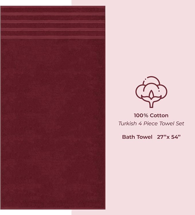American Soft Linen Luxury 4 Piece Bath Towel Set, 600 GSM 100% Cotton Turkish - Image 5
