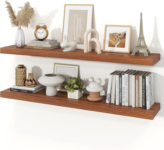 Floating Shelves for Wall, 9.3" Deep Wall Mounted Rustic Wood Shelves for by Unknown
