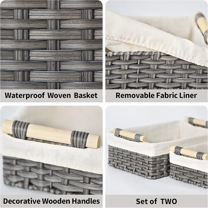 GRANNY SAYS Gray Wicker Baskets, Decorative Baskets - Image 4