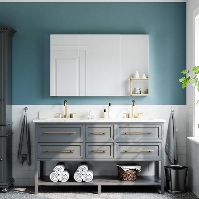 48"x30" Medicine Cabinet Mirror, Aluminum Silver Recessed Medicine Cabinet - Image 9