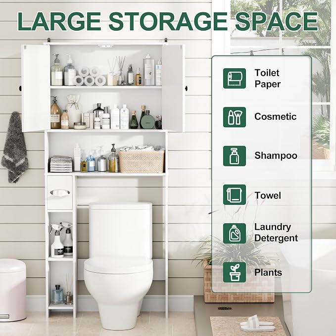 Over The Toilet Storage Cabinet, Freestanding Organizer Toilet Cabinet - Image 6