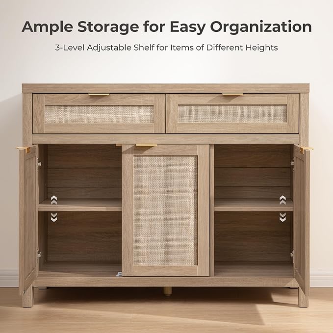 SICOTAS Rattan Sideboard Buffet Cabinet - Image 5