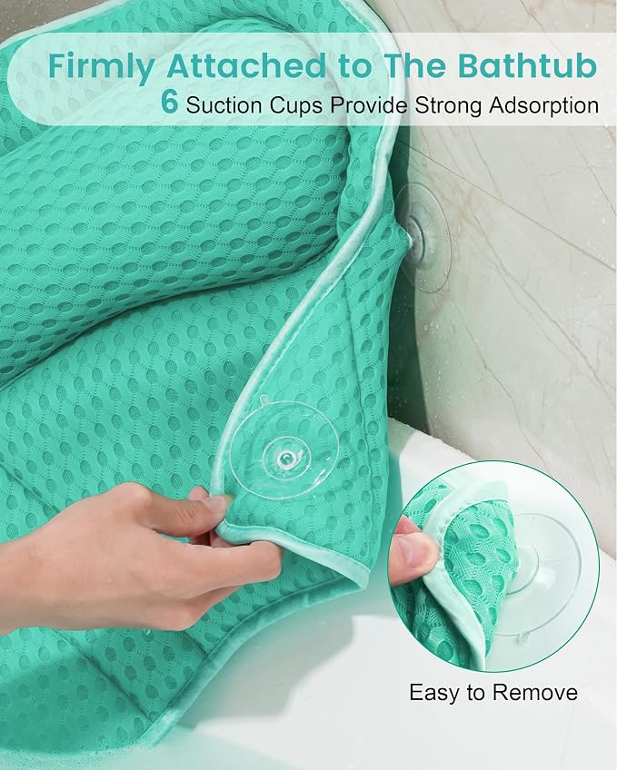 Bath Pillow, Bath Pillows for Tub Neck and Back Support, Soft 4D Air Mesh - Image 4