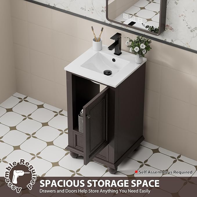 eclife 18" Bathroom Vanity Sink Combo Vintage Style - Image 4