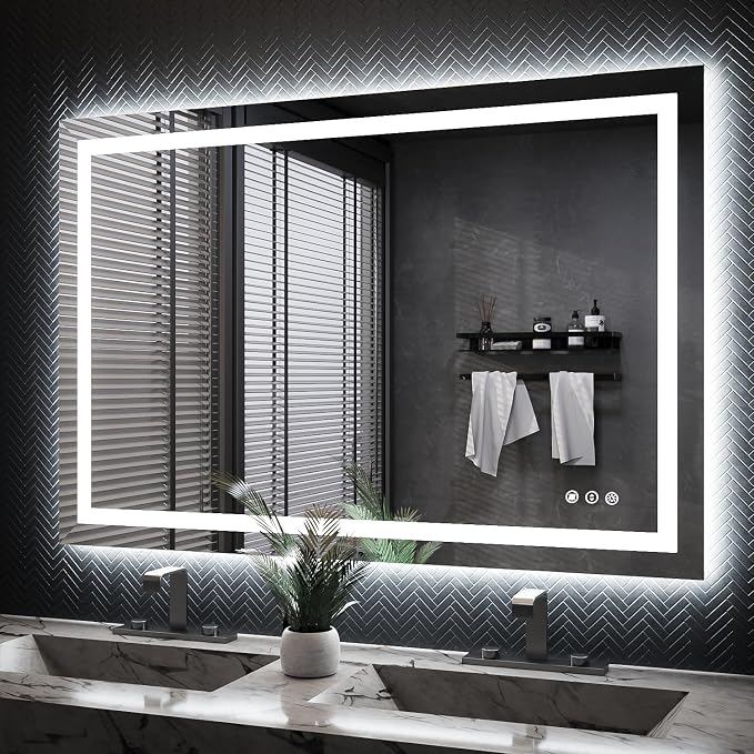 ISKM 48'' x 32'' LED Mirror for Bathroom Lighted Vanity Mirror for Wall Front by ISKM-IStillKeepMovin
