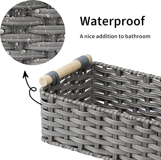 GRANNY SAYS Wicker Baskets for Storage, Wicker Baskets for Shelves, Waterproof - Image 5