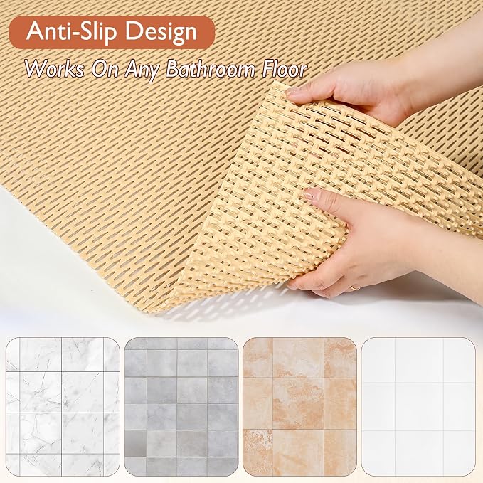 Extra Large Non-Slip Shower Mat, Fast-Dry PVC Bath Stall Tub Mat, Drain-Hole - Image 6