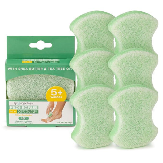 Spongeables Pedi Scrub Foot Exfoliating 5+ Wash Sponge, Citron Eucalyptus by Spongeables