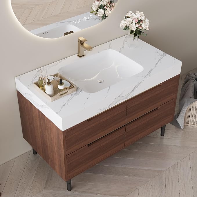 35.4" Bathroom Vanity with Sink Combo Set, Solid Wood Frame Bathroom Storage - Image 6