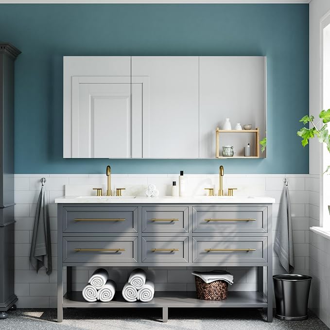 60"x30" Medicine Cabinet Mirror, Aluminum Silver Recessed Medicine Cabinet - Image 9