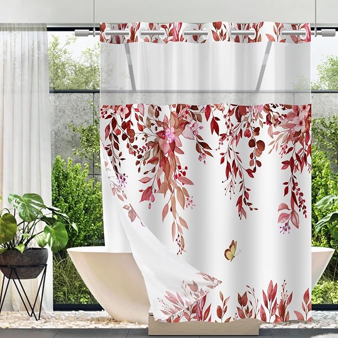No Hook Shower Curtain and Liner Set, Bath Curtain Sets by TWLSNCD