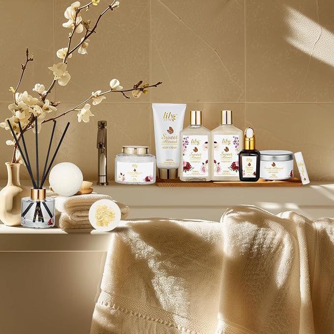 Christmas Spa Gift Basket Set for Women 17-Piece Almond Luxury Spa Gift Set - Image 3