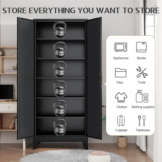 75.2" Tall Storage Cabinet, Pantry Storage Cabinets - Image 3