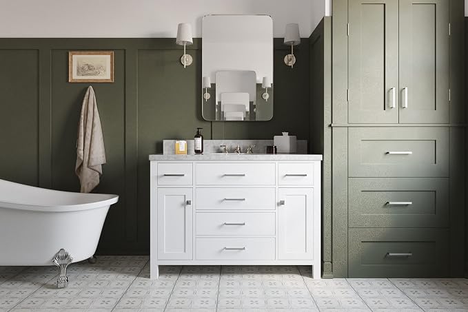 ARIEL Bristol 48" White Bathroom Vanity Base Cabinet, Single Sink Configuration - Image 2