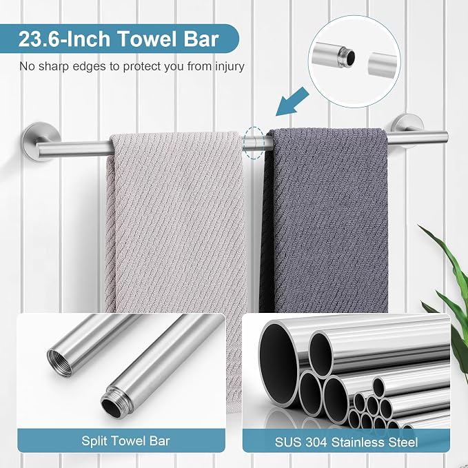 TQKAG Brushed Nickel Bathroom Hardware Accessories Set - Image 2