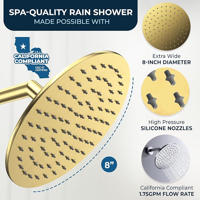 HammerHead Showers Solid Metal Round 8 Inch Rainfall Shower Head, High Flow - Image 3