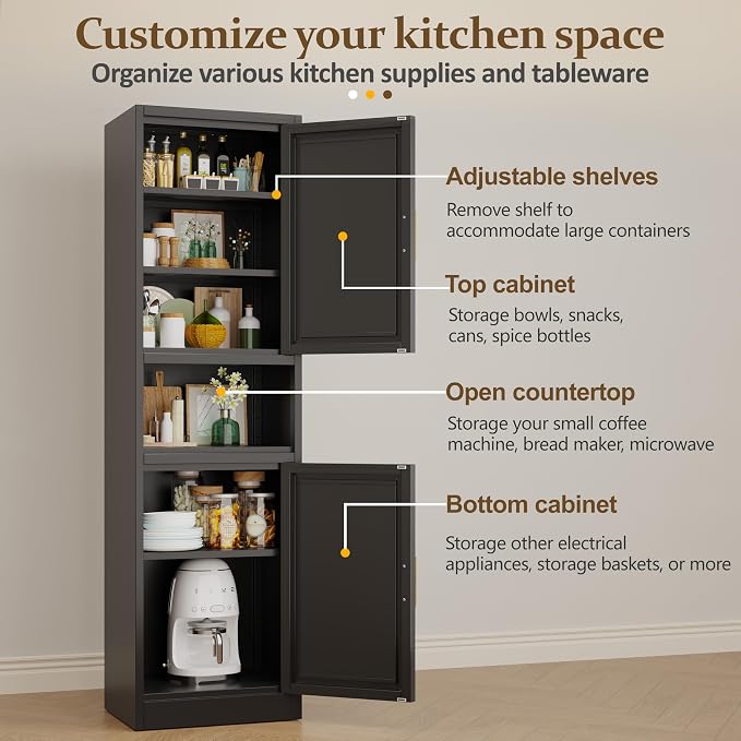 66.93" Tall Narrow Bathroom Cabinet, Steel Corner Floor Cabinet - Image 9