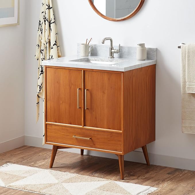 Signature Hardware 953363-30-RUMB-1 Novak 30" Freestanding Teak Single Basin by SignatureHardware