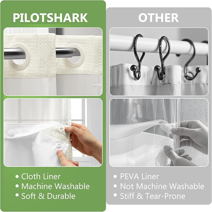No Hook Waffle Weave Shower Curtain Set - Image 7
