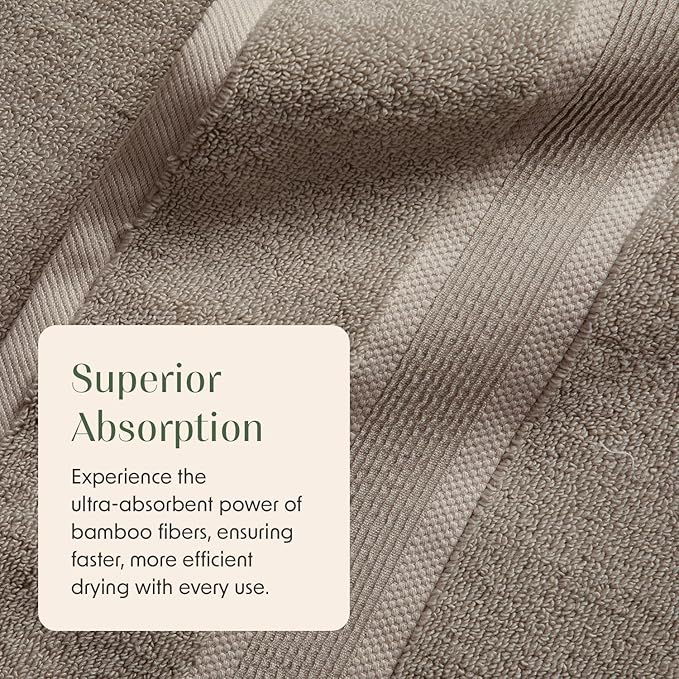 Springtree Home Luxury Bamboo Rayon Bath Towel Set of 4 | 35% Bamboo Rayon - Image 5