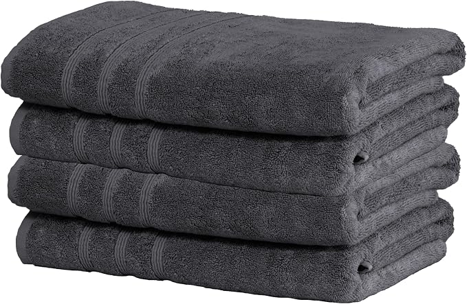 Mosobam Luxury Turkish Set of 4 Bath Towels 30X58 Charcoal Gray 700 GSM Bamboo by Mosobam