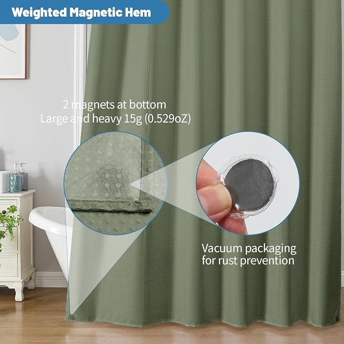2-in-1 Waterproof Fabric Shower Curtain - Image 6
