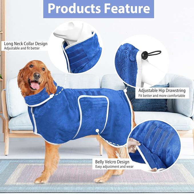 Dog Bathrobe Towel Dog Drying Coat - Image 2
