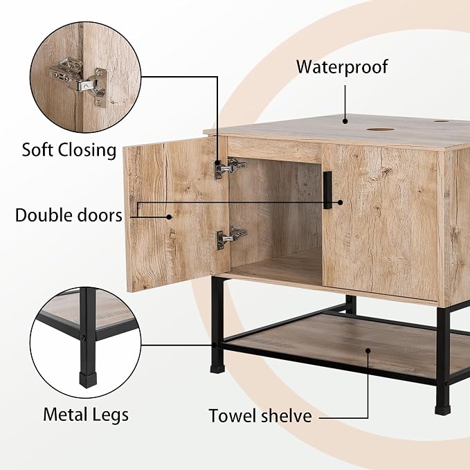 UEV Rustic Oak 36" Bathroom Vanity - Image 6