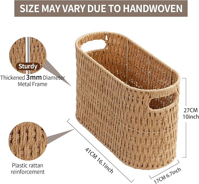 Paper Rope Basket for Toilet Paper Storage, Hand-Woven Wicker Basket for - Image 3