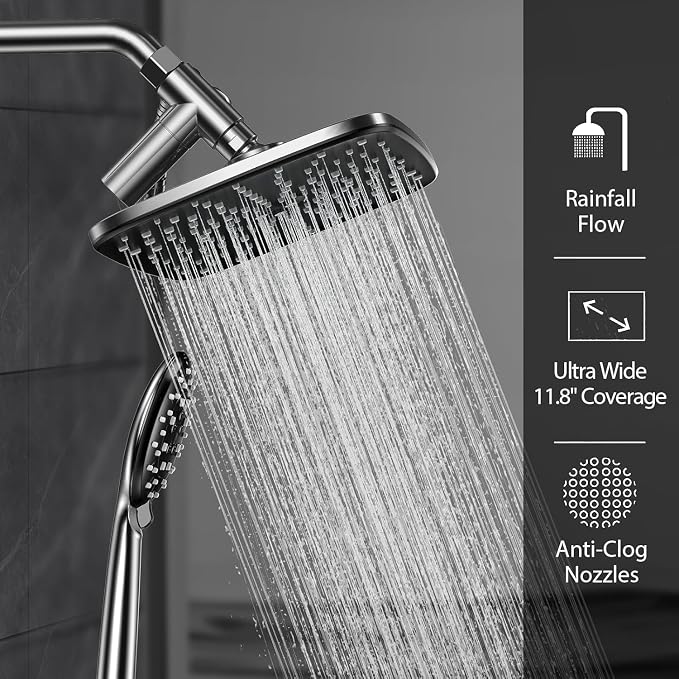 Veken 11.8 Inch Rectangle Rain Shower Head - Image 3